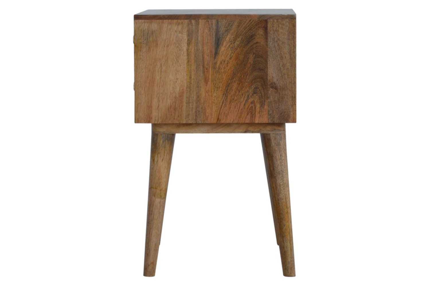 Artisan Diamond Carved Bedside with 2 Drawers - Oak-ish