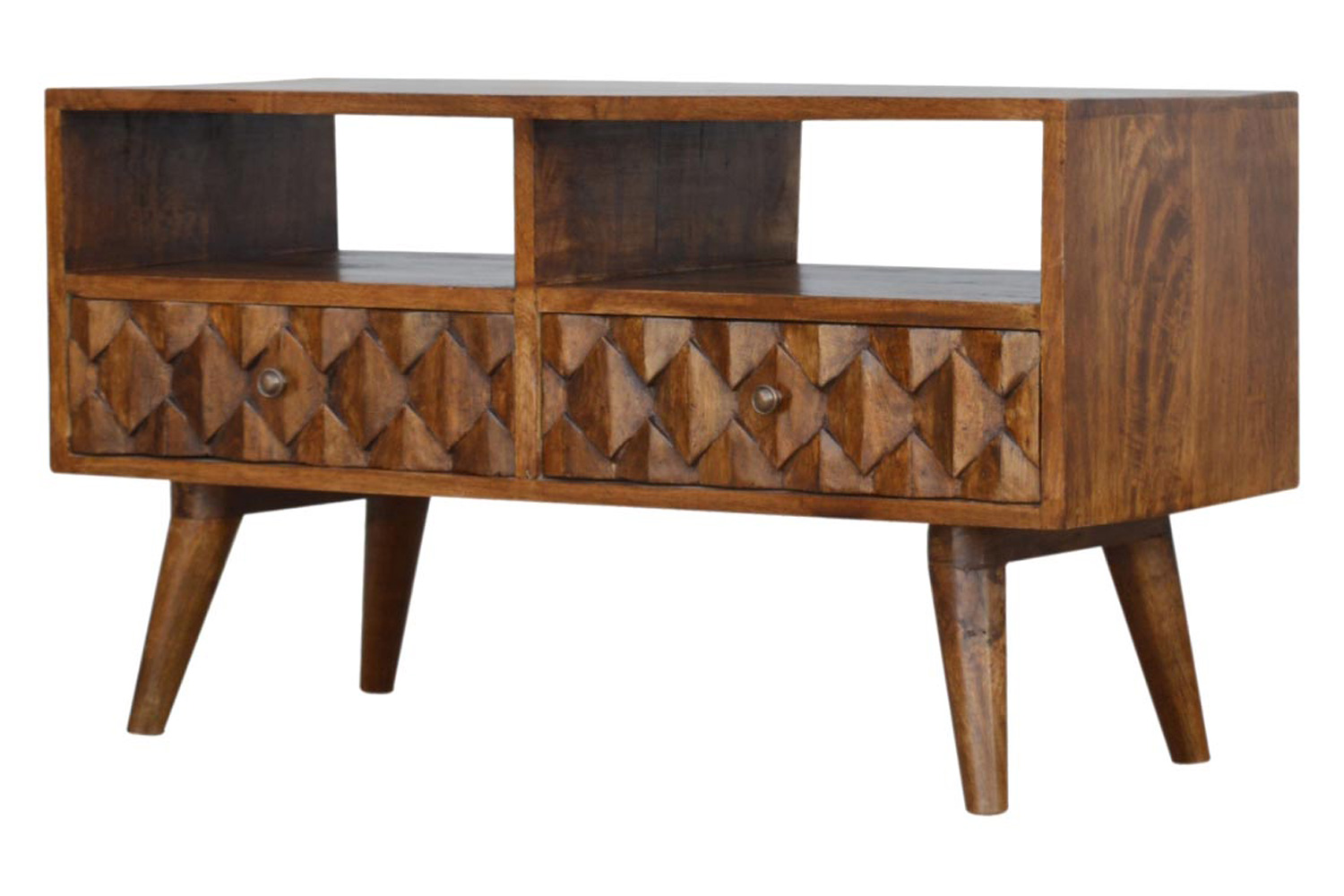 Artisan - Pineapple Carved Media Unit in Chestnut