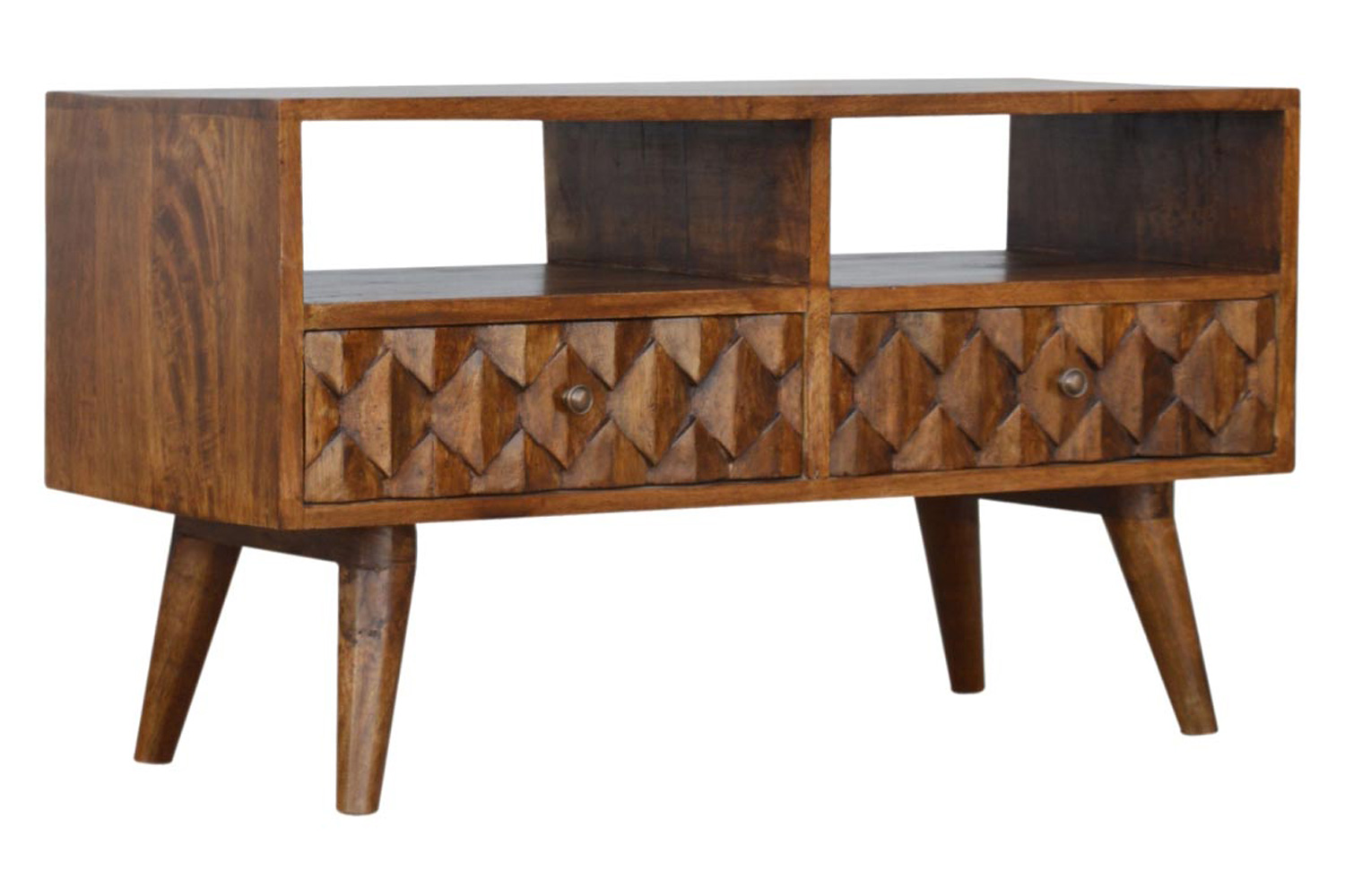 Artisan - Pineapple Carved Media Unit in Chestnut