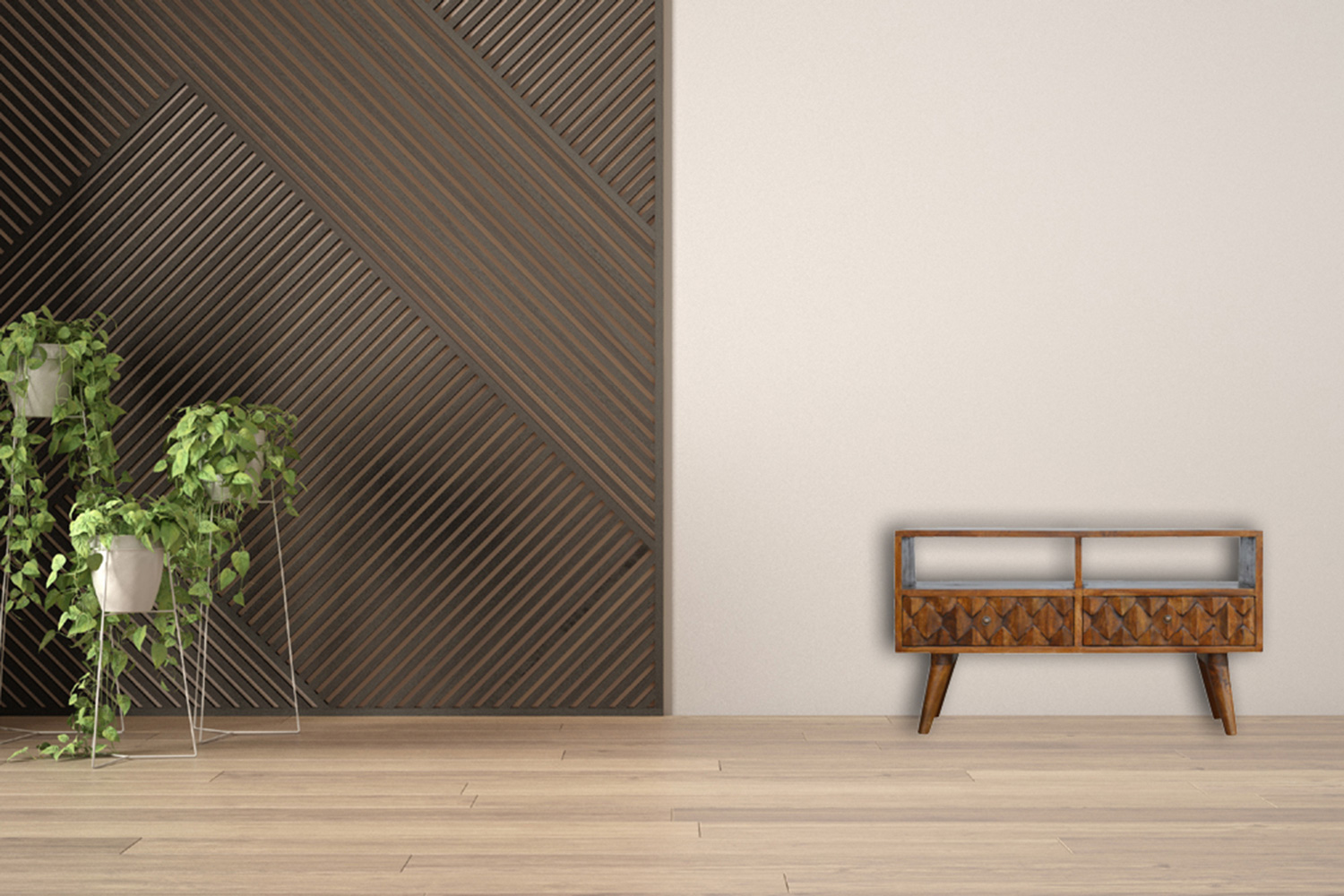 Artisan - Pineapple Carved Media Unit in Chestnut