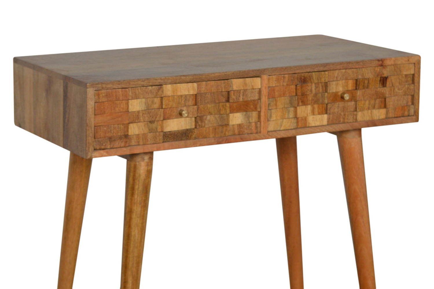 Artisan Tile Carved Console Table - Oak-ish