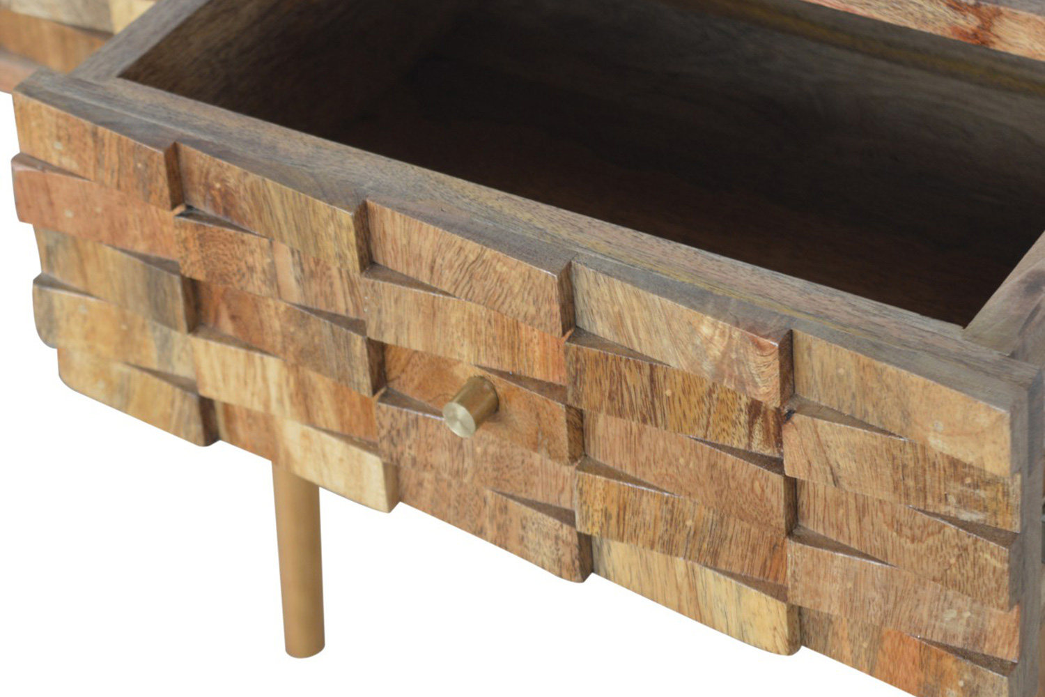 Artisan Tile Carved Console Table - Oak-ish