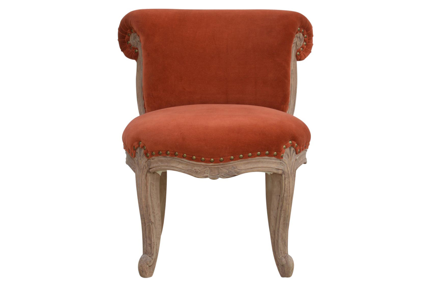 Artisan Studded Chair - Velvet, Brick Red