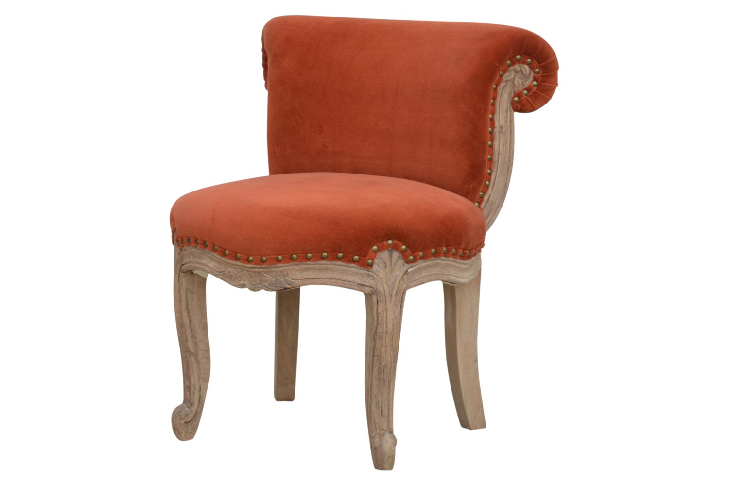 Artisan Studded Chair - Velvet, Brick Red