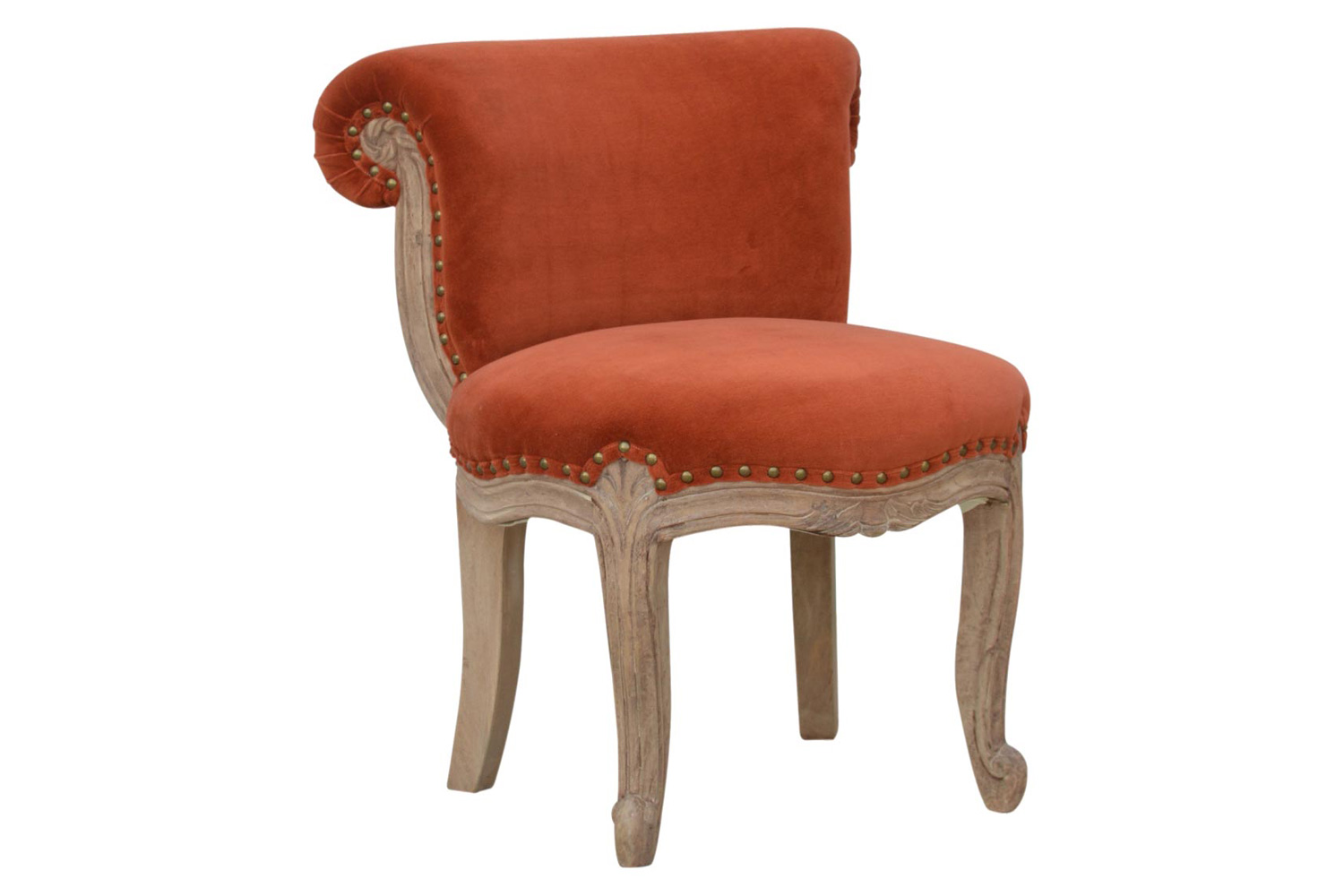 Artisan Studded Chair - Velvet, Brick Red