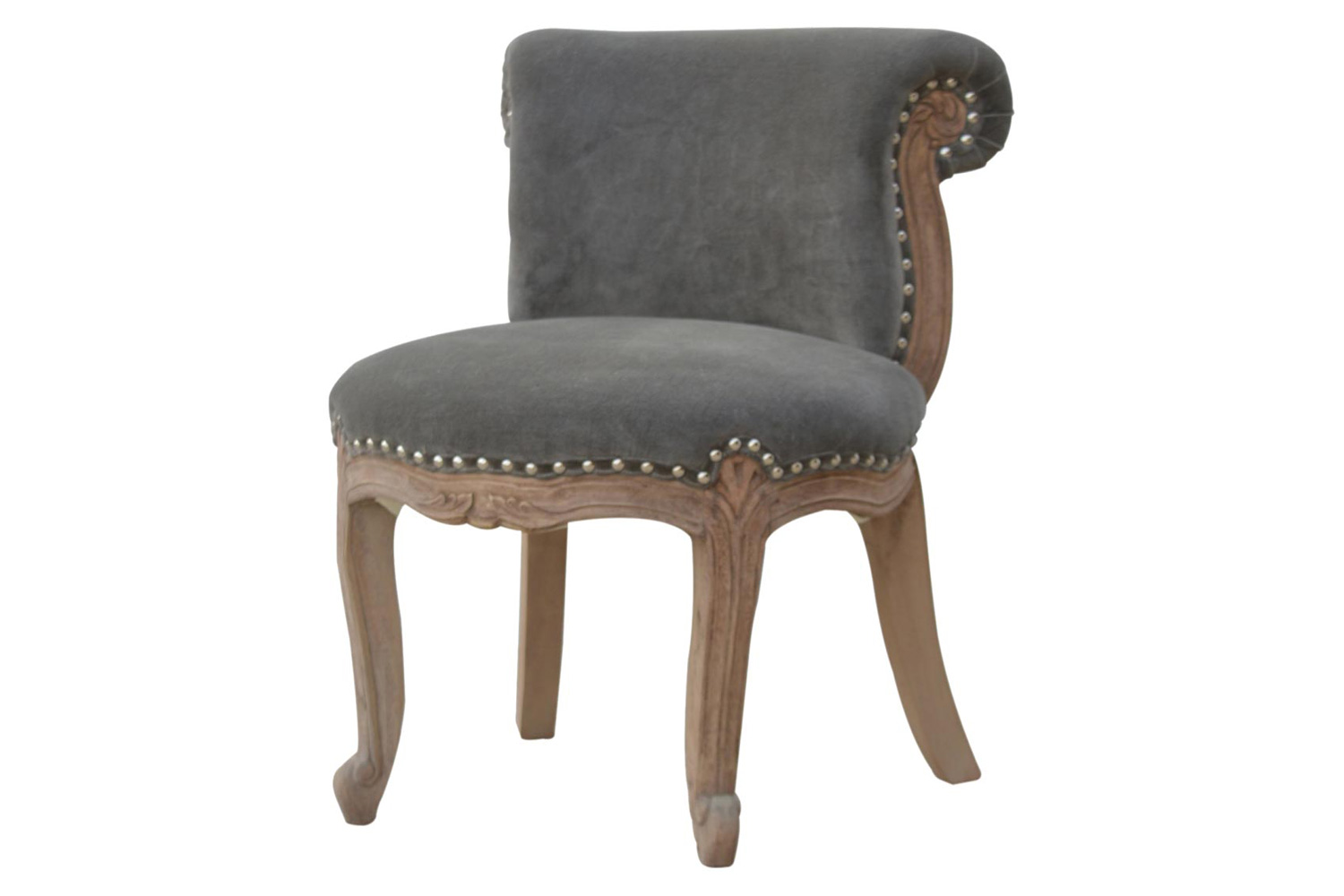 Artisan Studded Chair - Velvet, Gray