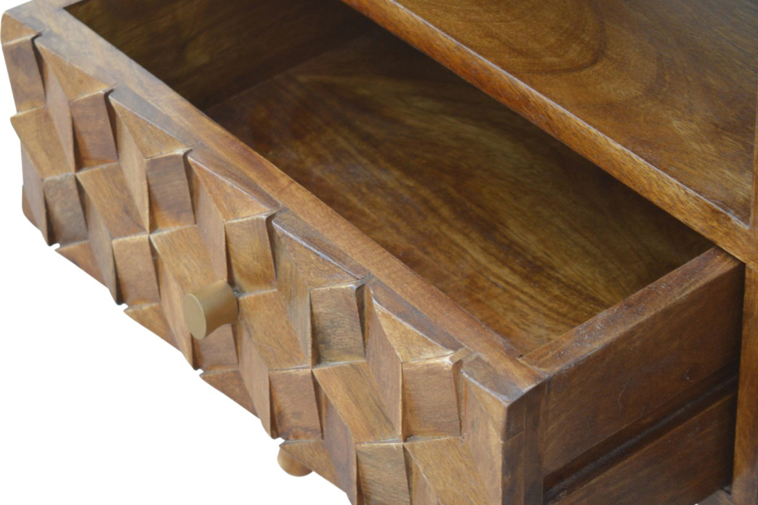 Artisan - Cube Carved TV Unit in Chestnut