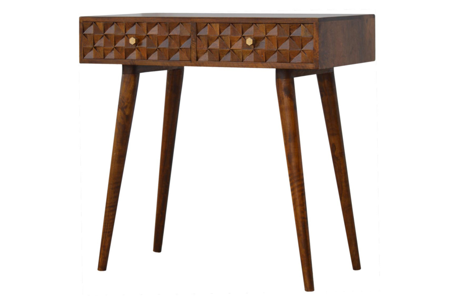 Artisan Diamond Carved Console Table - Chestnut