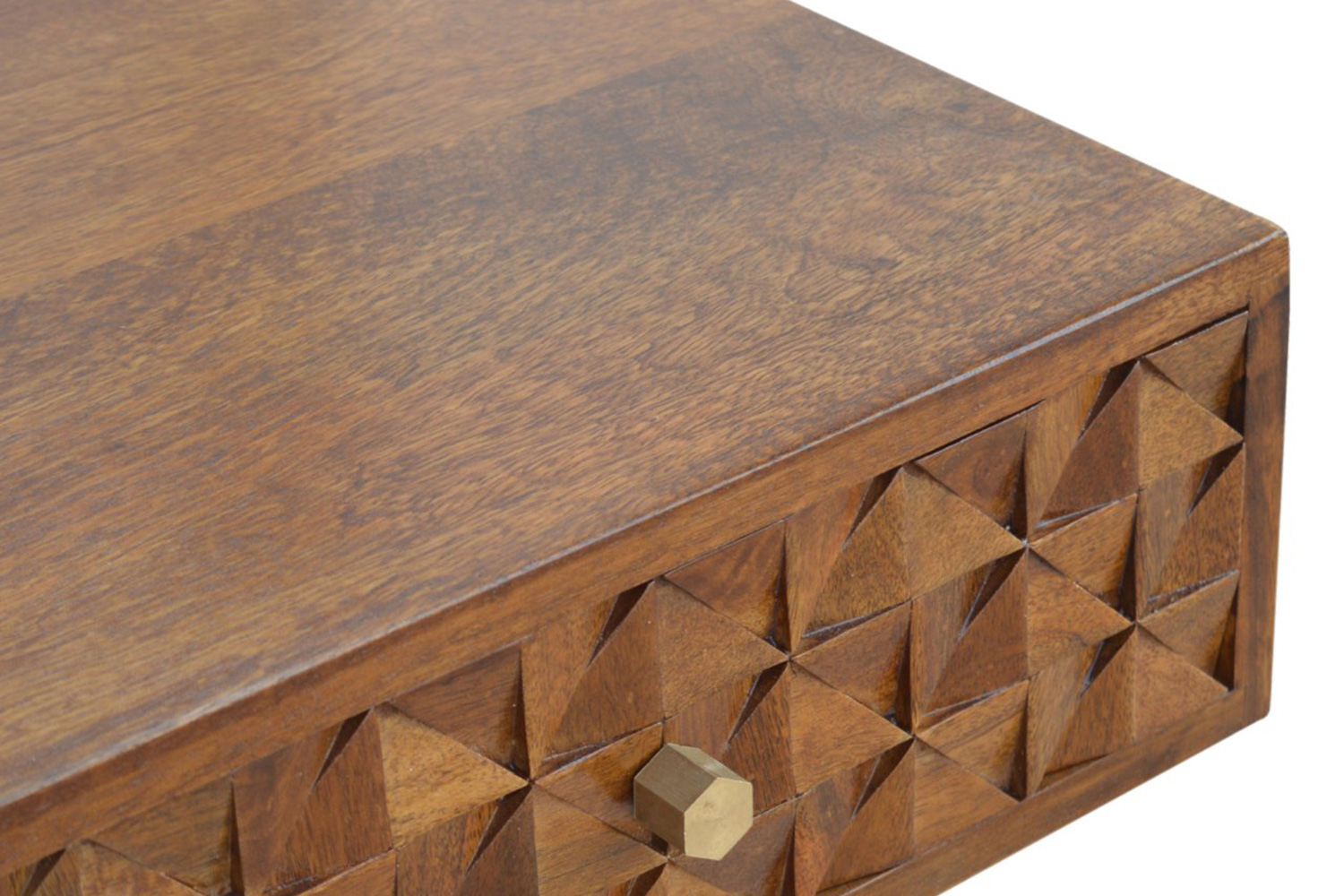 Artisan Diamond Carved Console Table - Chestnut