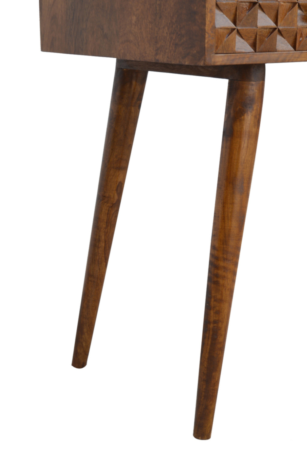 Artisan Diamond Carved Console Table - Chestnut