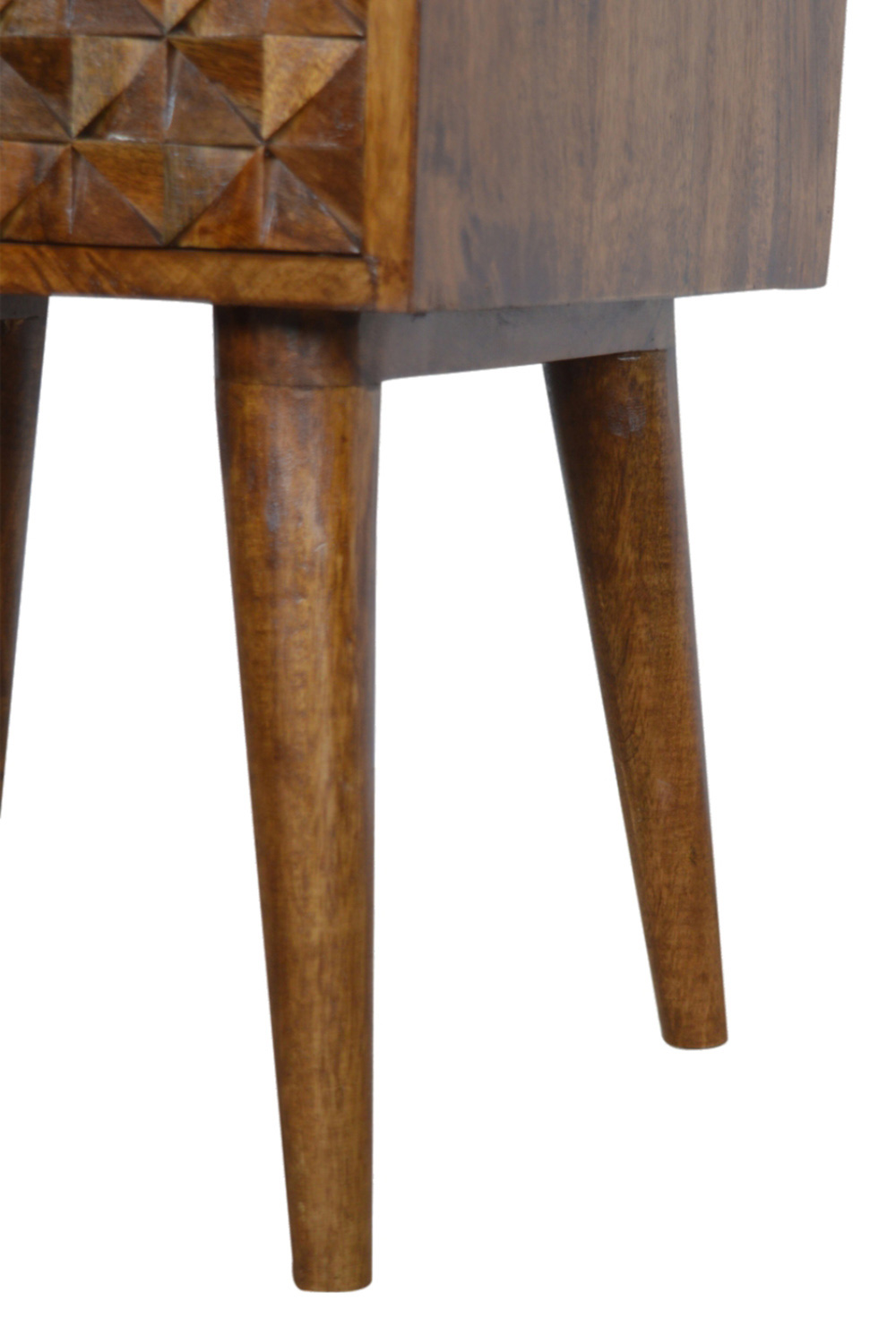 Artisan Diamond Carved Bedside with 2 Drawers - Chestnut
