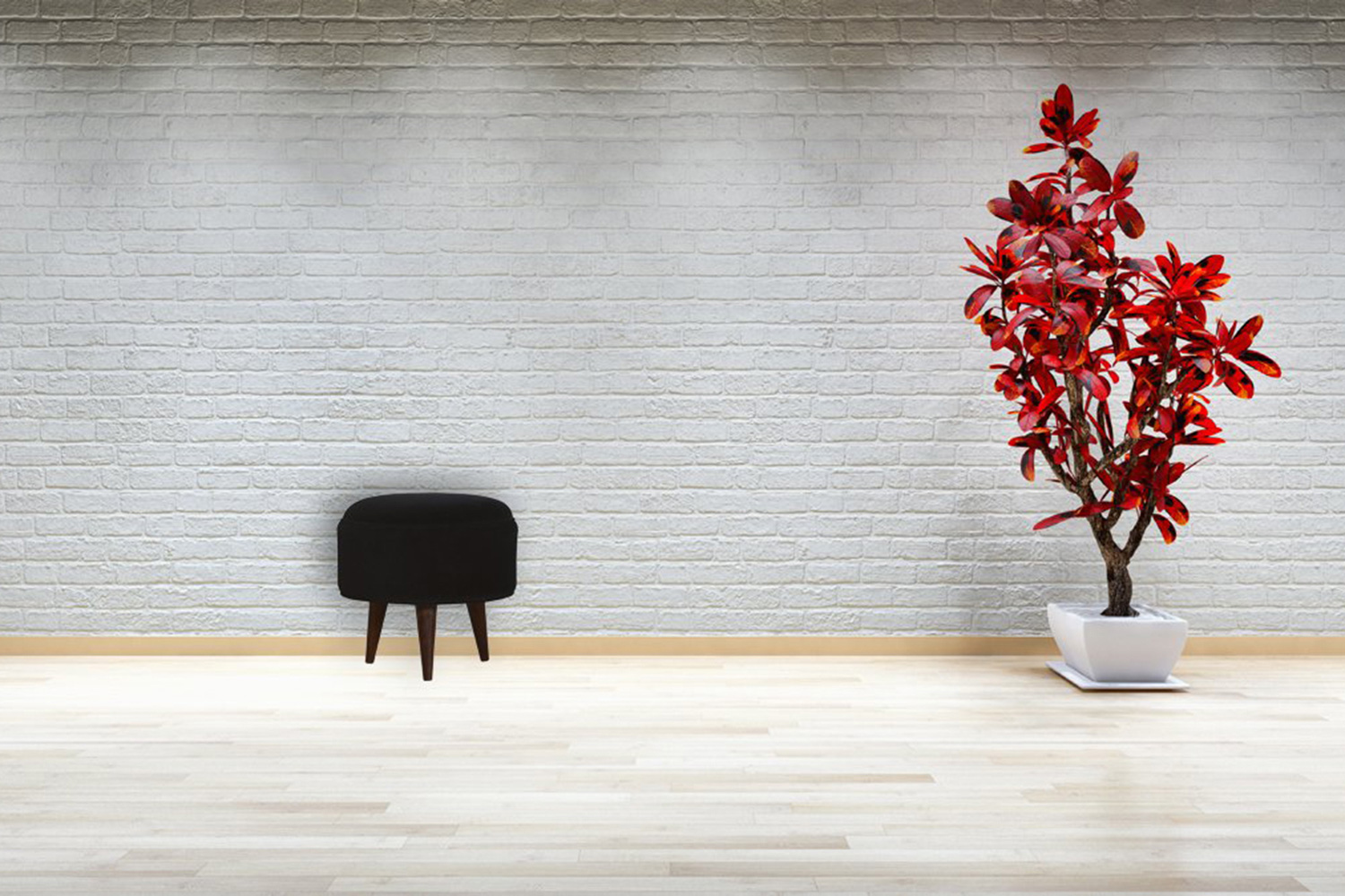 Artisan Nordic Style Footstool - Black, Velvet