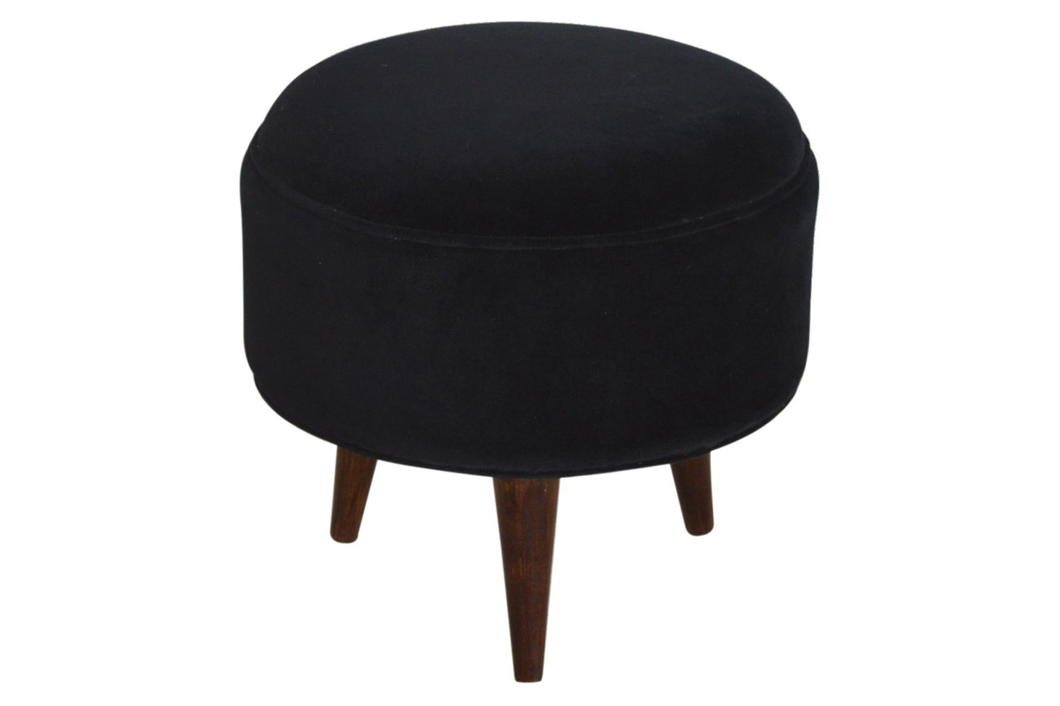 Artisan Nordic Style Footstool - Black, Velvet
