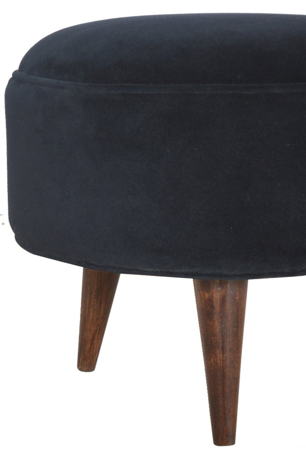 Artisan Nordic Style Footstool - Black, Velvet