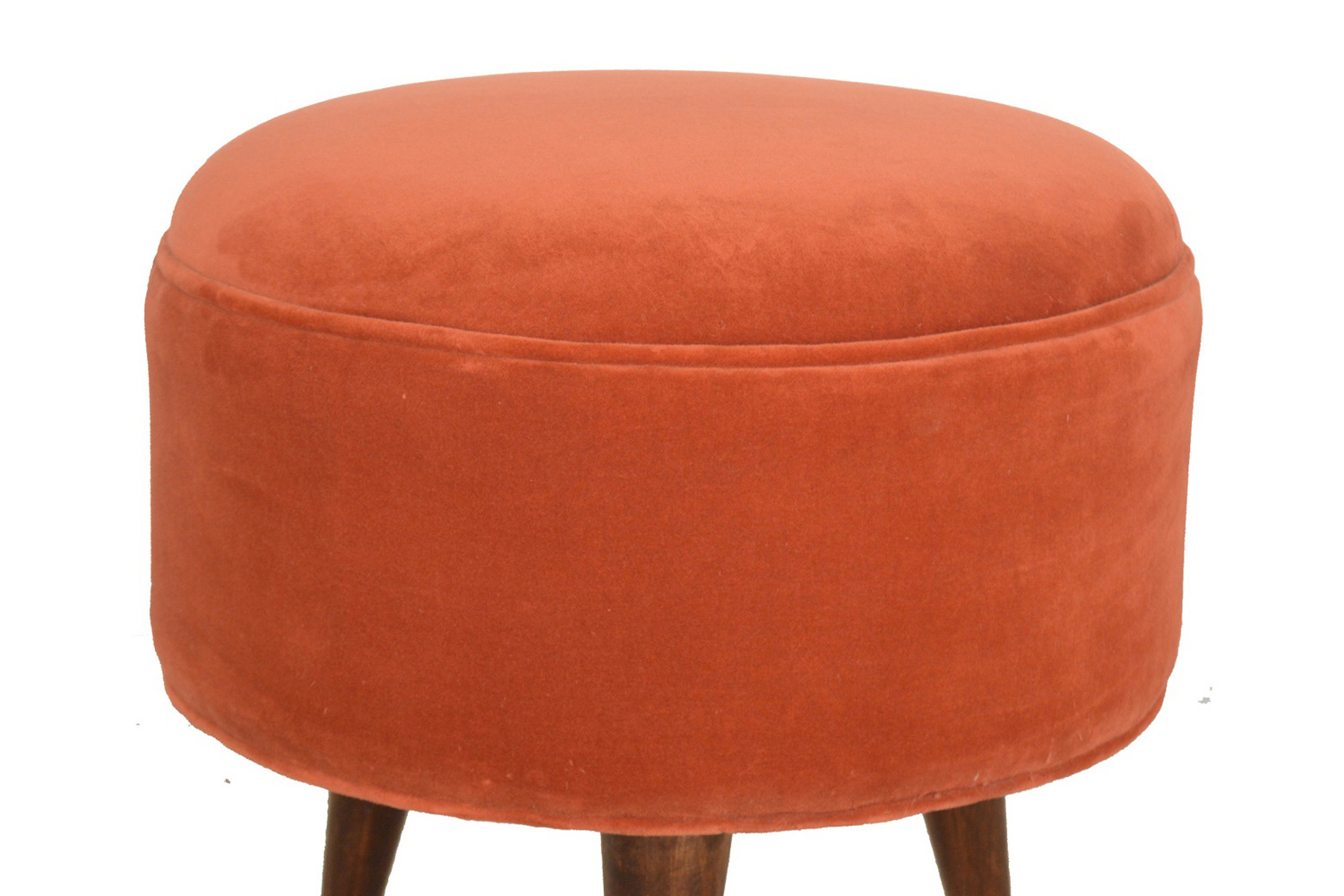 Artisan Nordic Style Footstool - Brick Red, Velvet