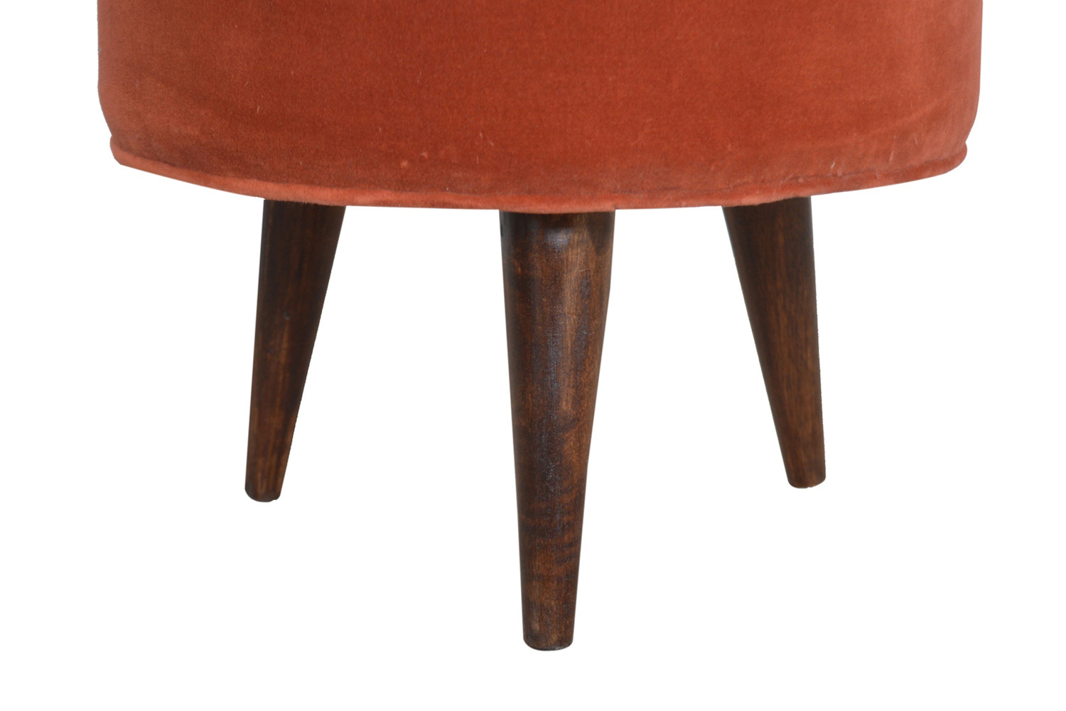 Artisan Nordic Style Footstool - Brick Red, Velvet