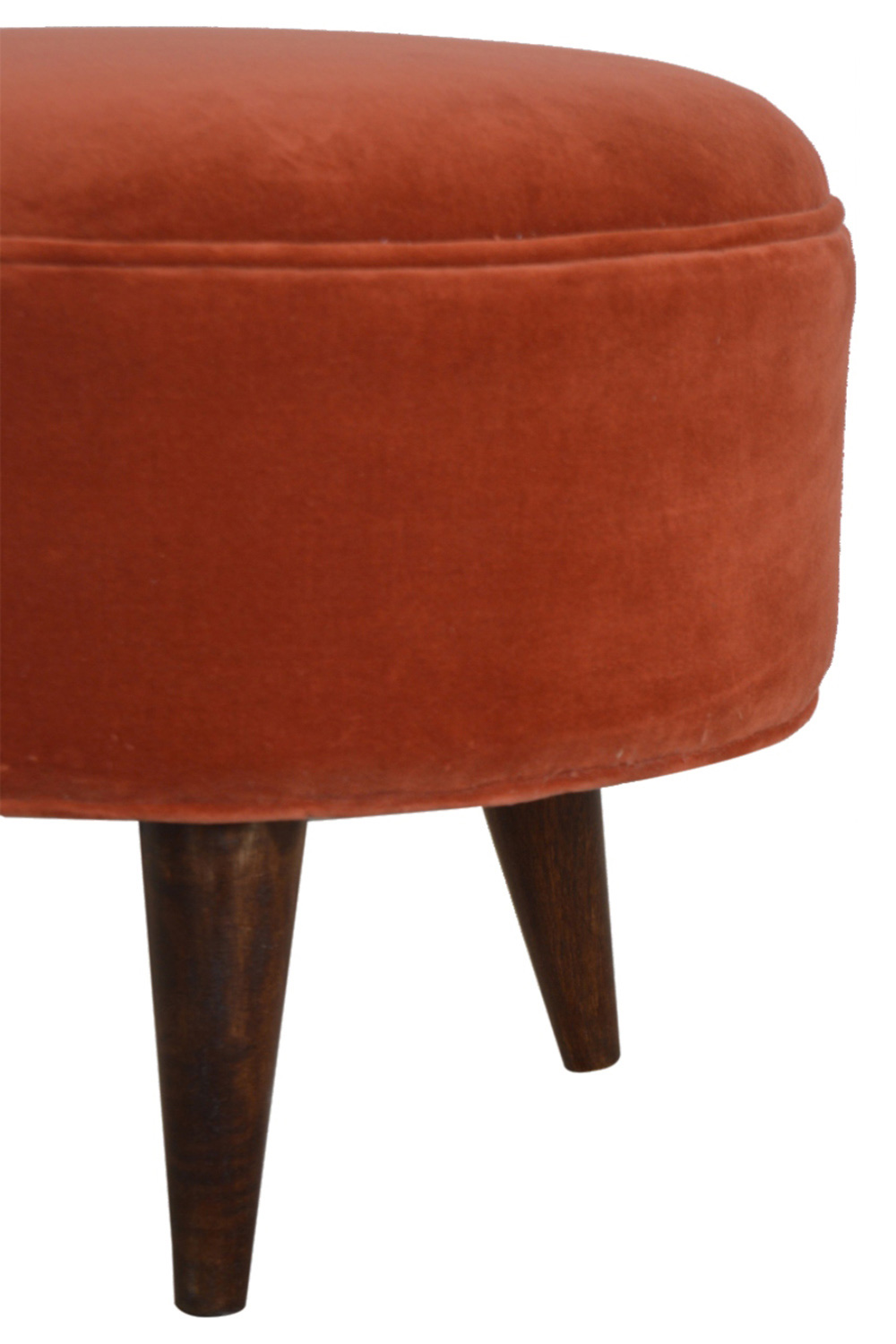 Artisan Nordic Style Footstool - Brick Red, Velvet
