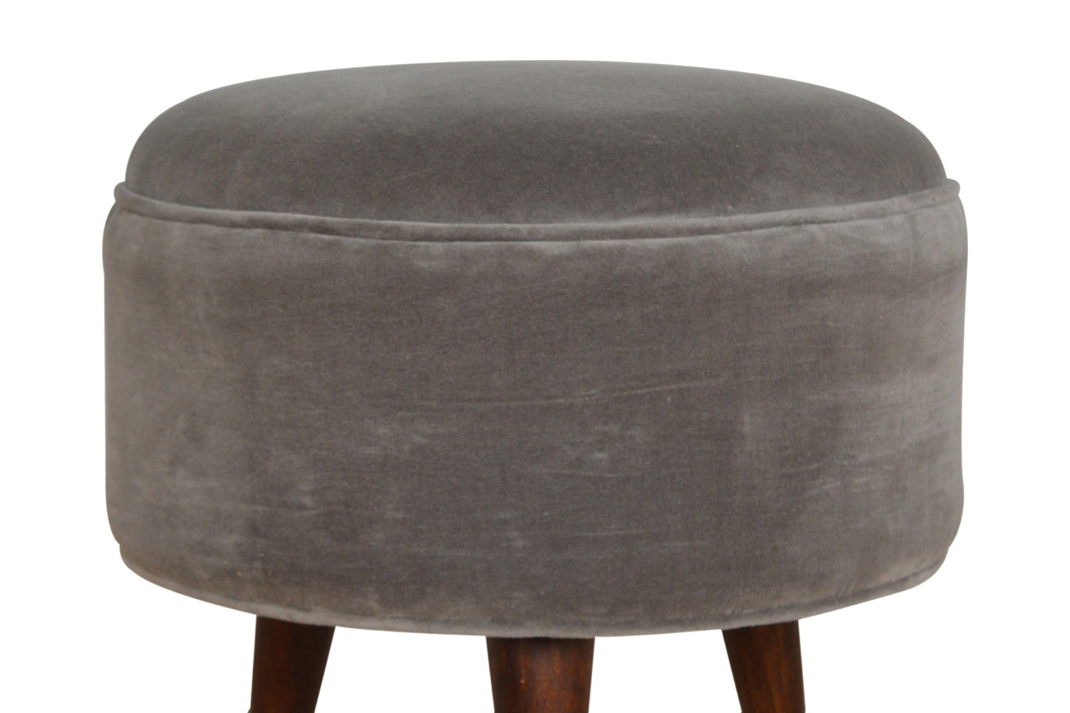 Artisan Nordic Style Footstool - Gray, Velvet