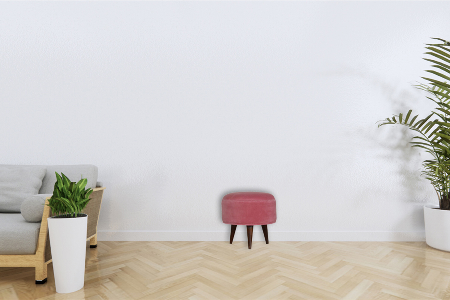 Artisan Nordic Style Footstool - Pink, Velvet