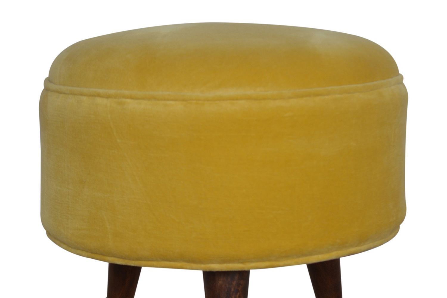 Artisan Nordic Style Footstool - Mustard, Velvet