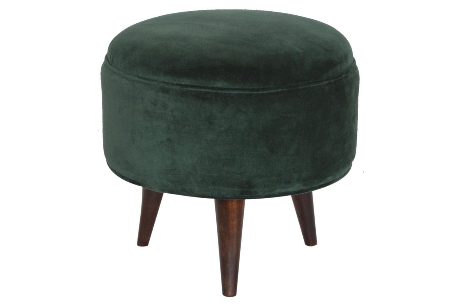Artisan Nordic Style Footstool - Emerald Green, Velvet