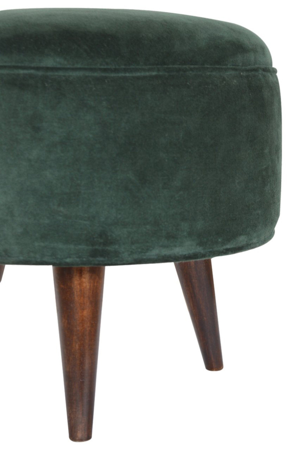 Artisan Nordic Style Footstool - Emerald Green, Velvet