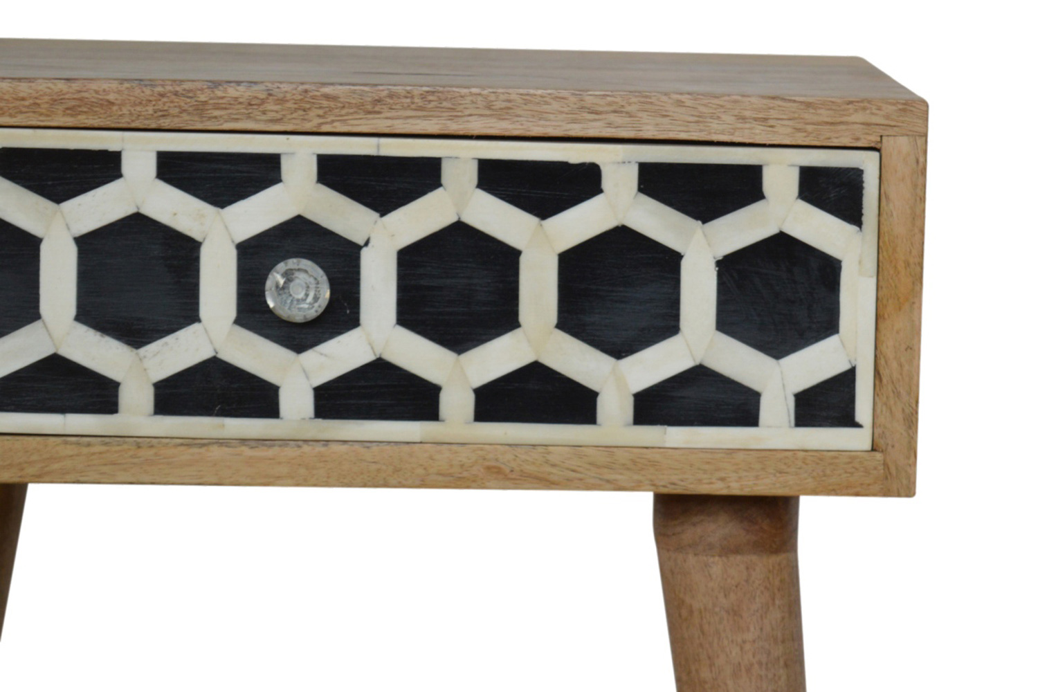 Artisan Bone Inlay Bedside with 1 Drawers - Oak-ish, Scandinavian