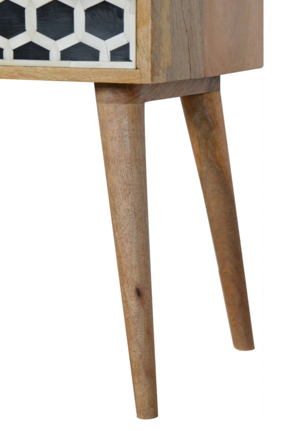 Artisan Bone Inlay Bedside with 1 Drawers - Oak-ish, Scandinavian