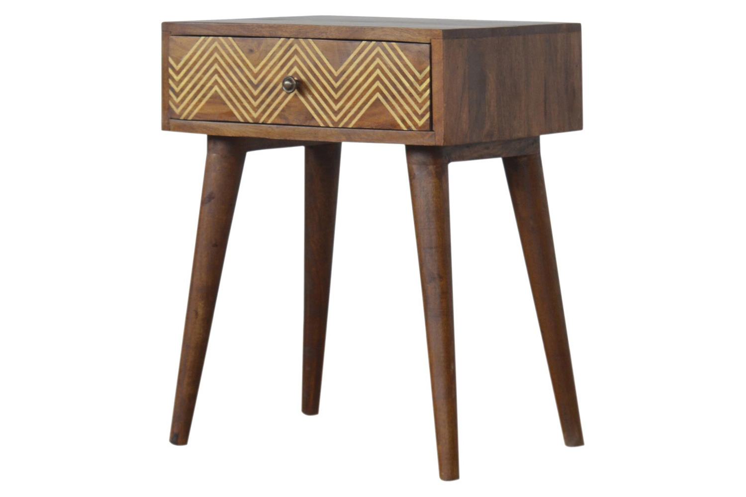 Artisan Brass Inlay Chevron Bedside