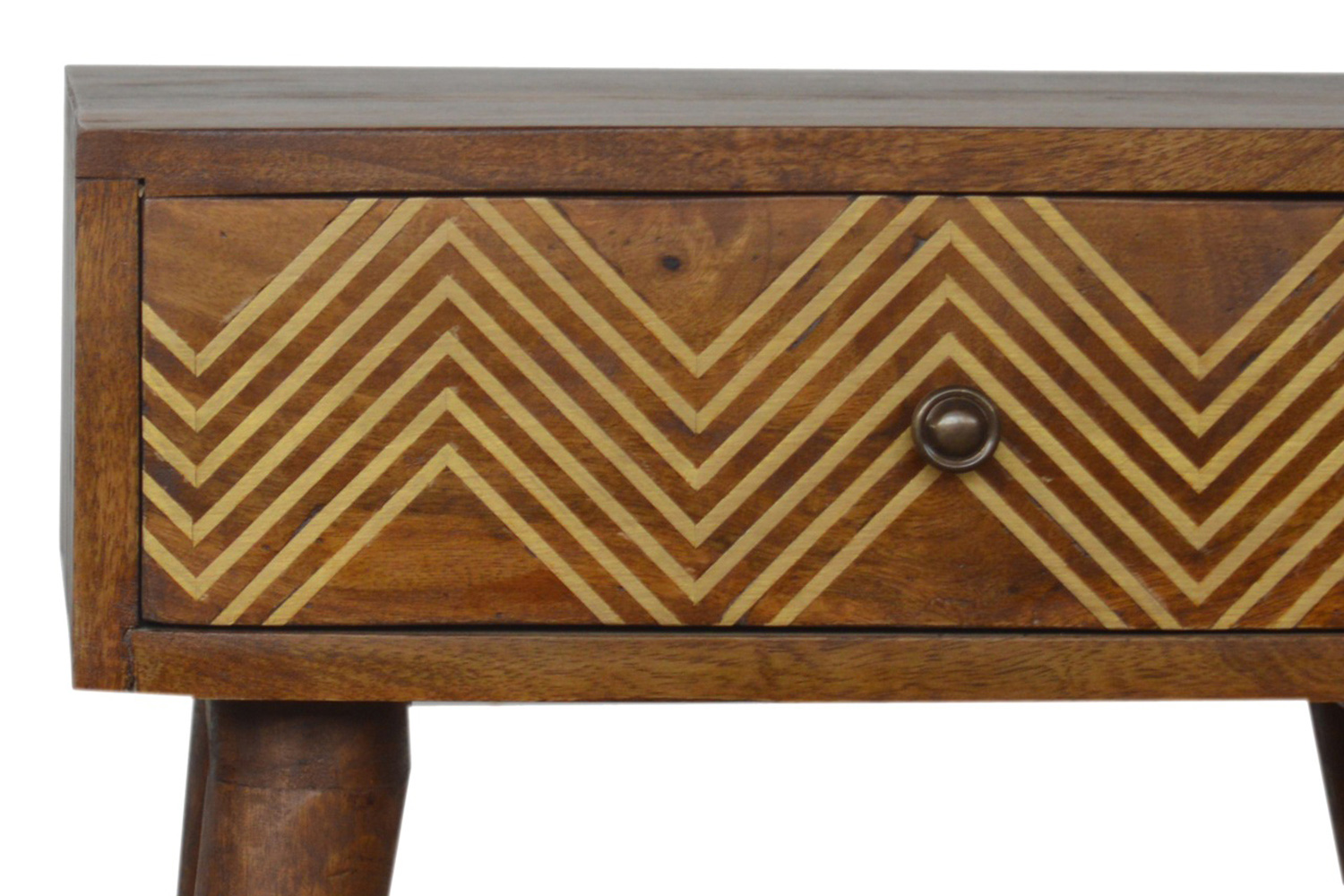 Artisan Brass Inlay Chevron Bedside
