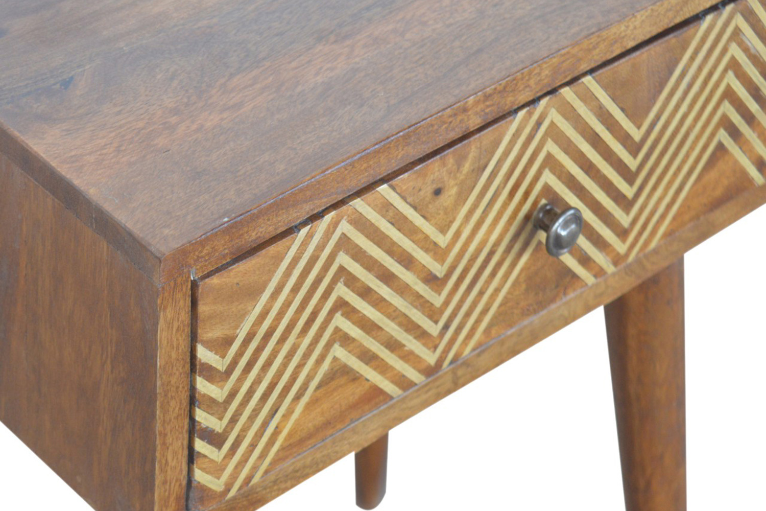 Artisan Brass Inlay Chevron Bedside