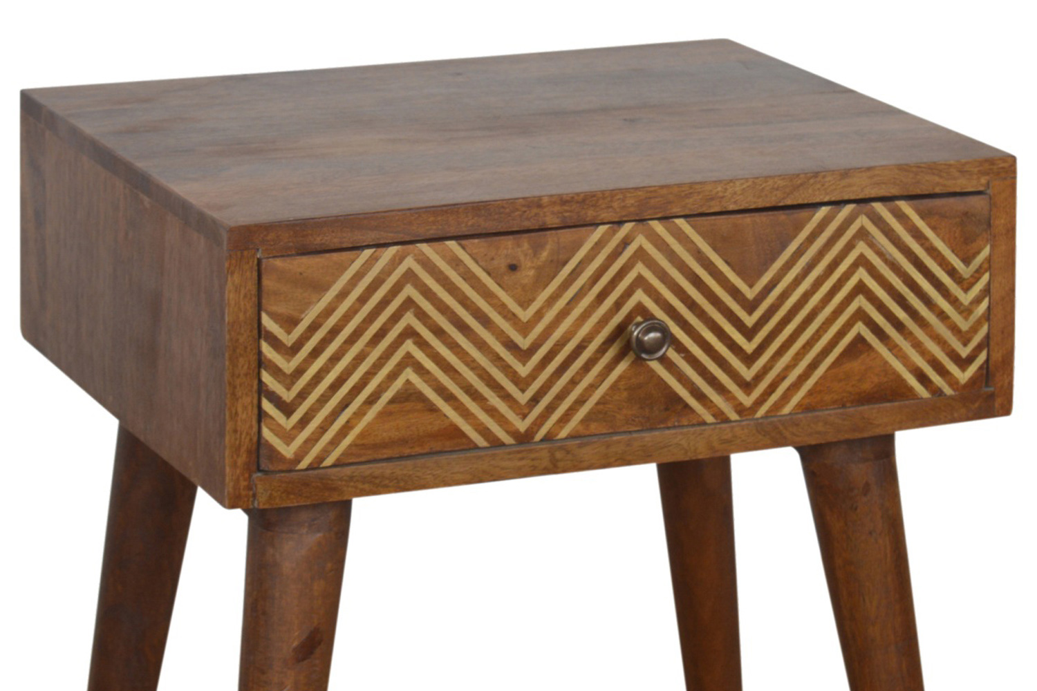 Artisan Brass Inlay Chevron Bedside