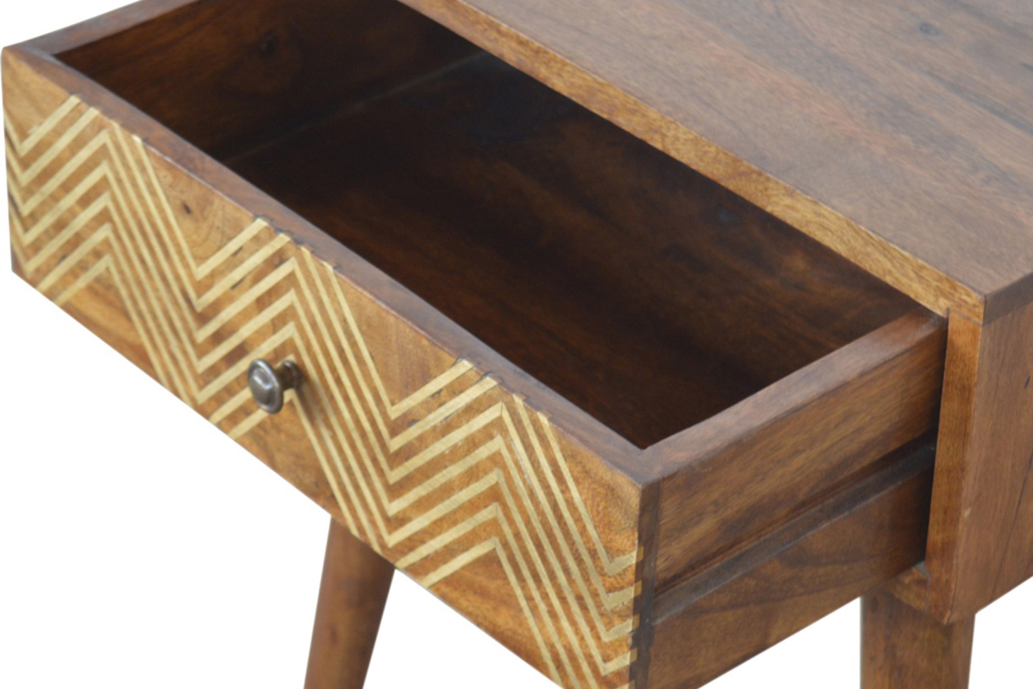 Artisan Brass Inlay Chevron Bedside