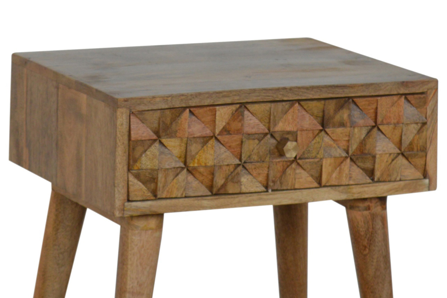 Artisan - Diamond Carved Bedside in Oak-ish, 1 Drawer