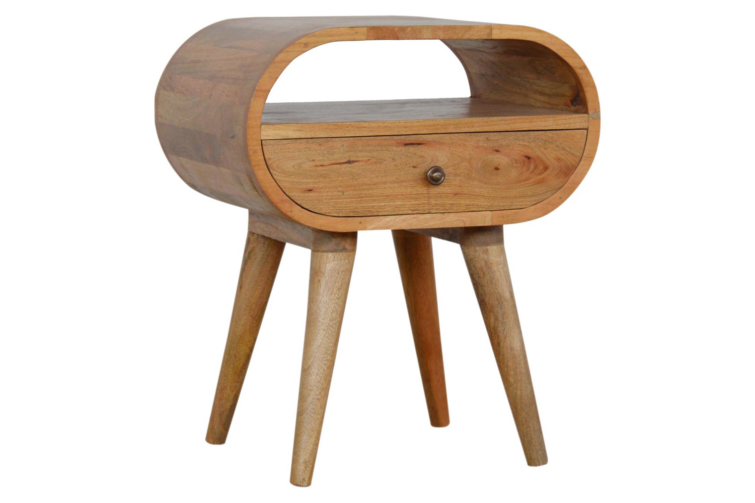 Artisan Circular Open Slot Bedside - Oak-ish