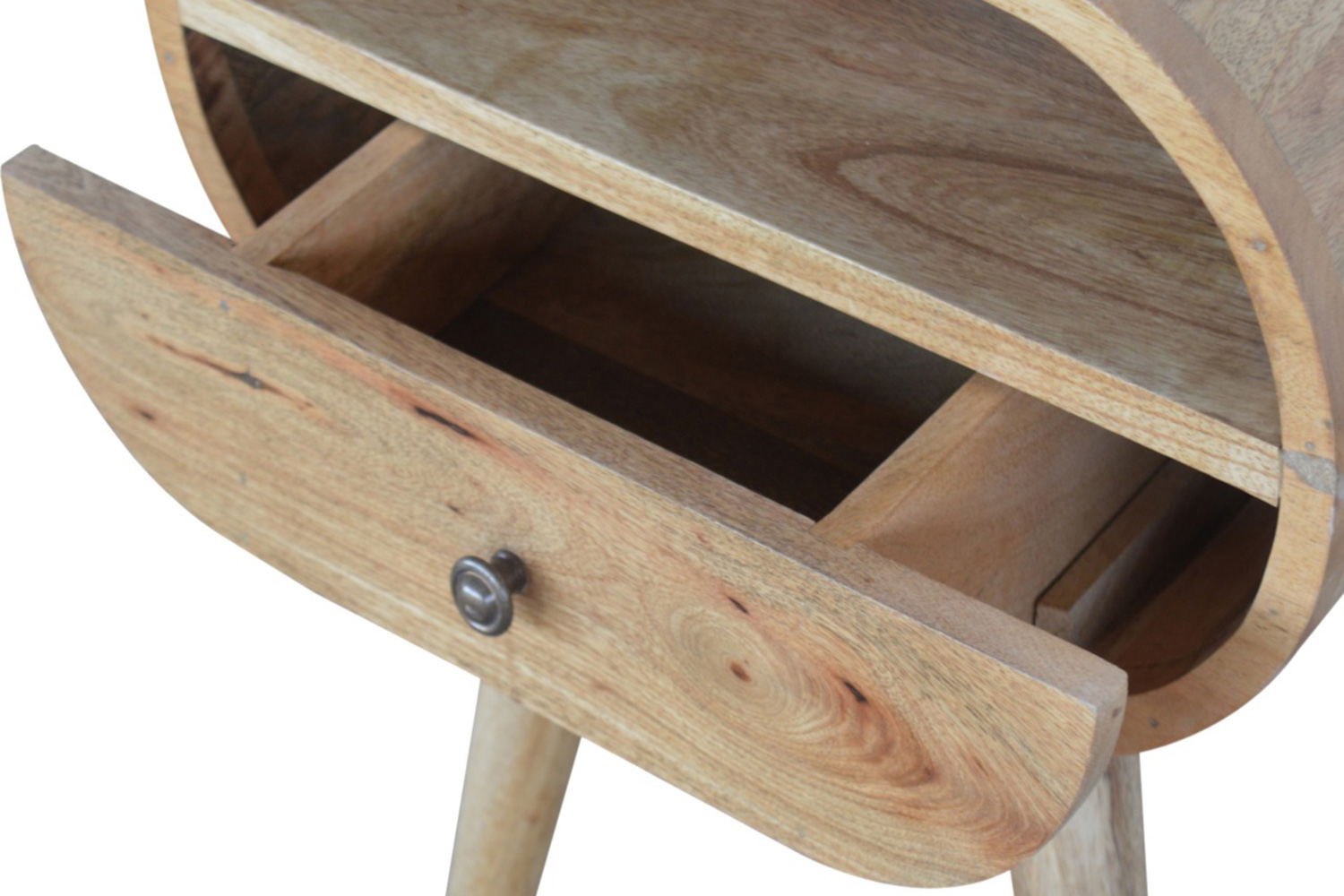 Artisan Circular Open Slot Bedside - Oak-ish