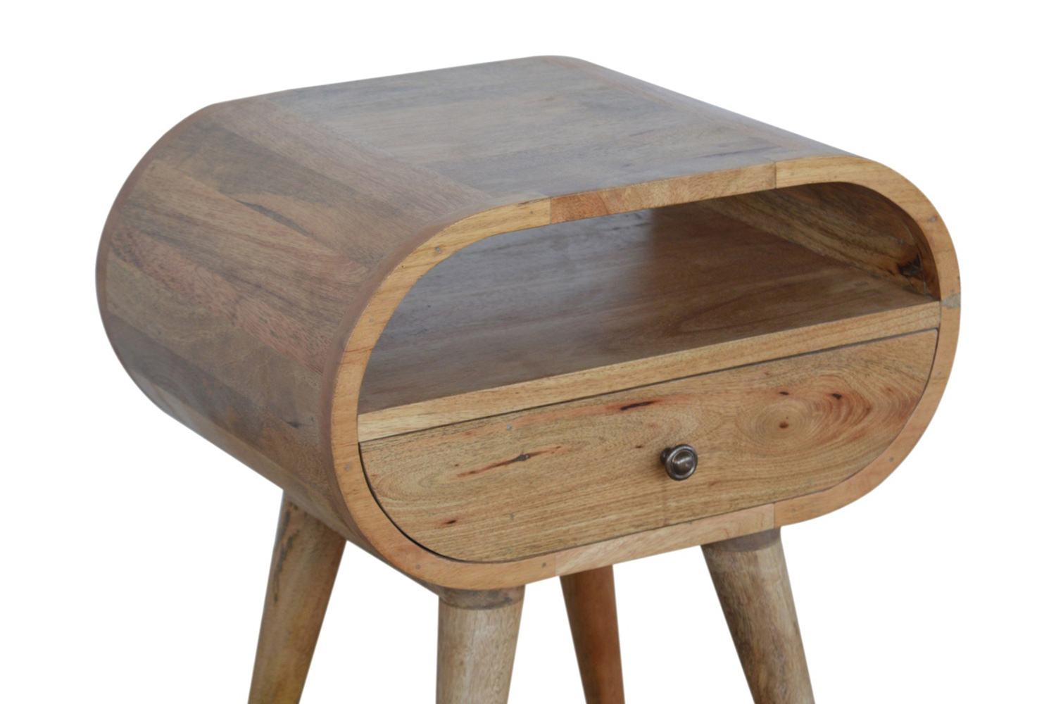 Artisan Circular Open Slot Bedside - Oak-ish