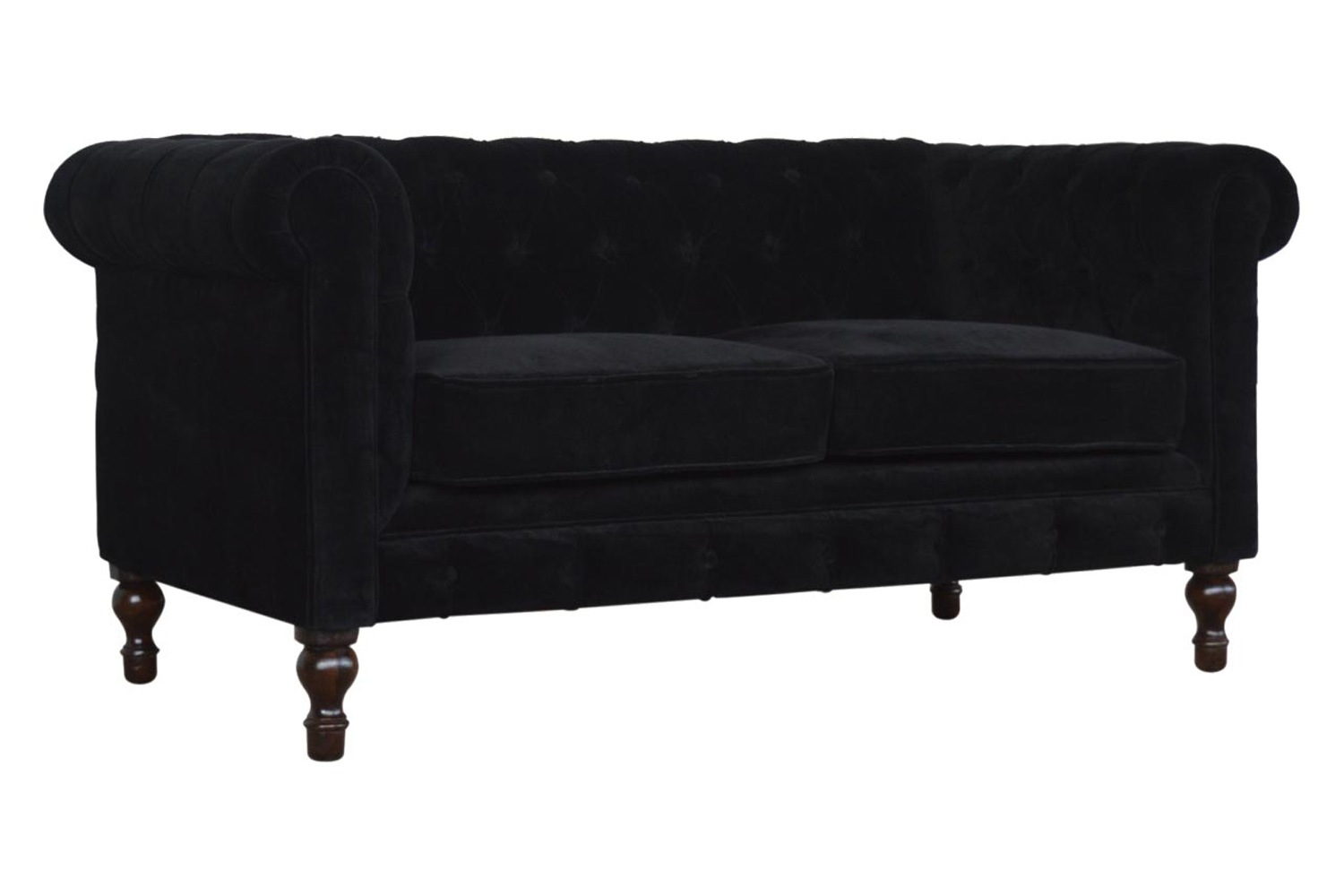 Artisan Chesterfield Sofa with 2 Seater - Black, Velvet