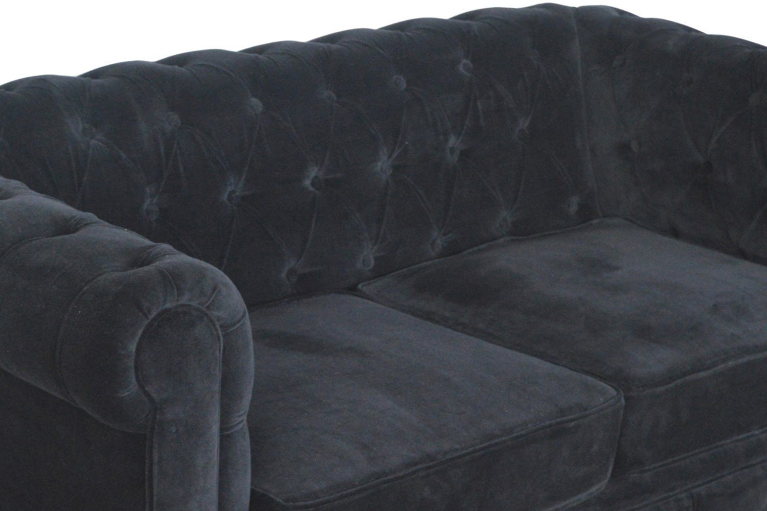 Artisan Chesterfield Sofa with 2 Seater - Black, Velvet