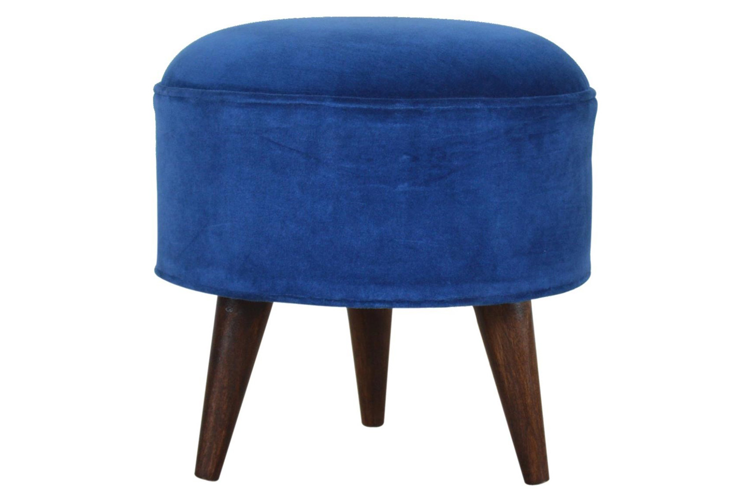 Artisan Nordic Style Footstool - Royal Blue, Velvet