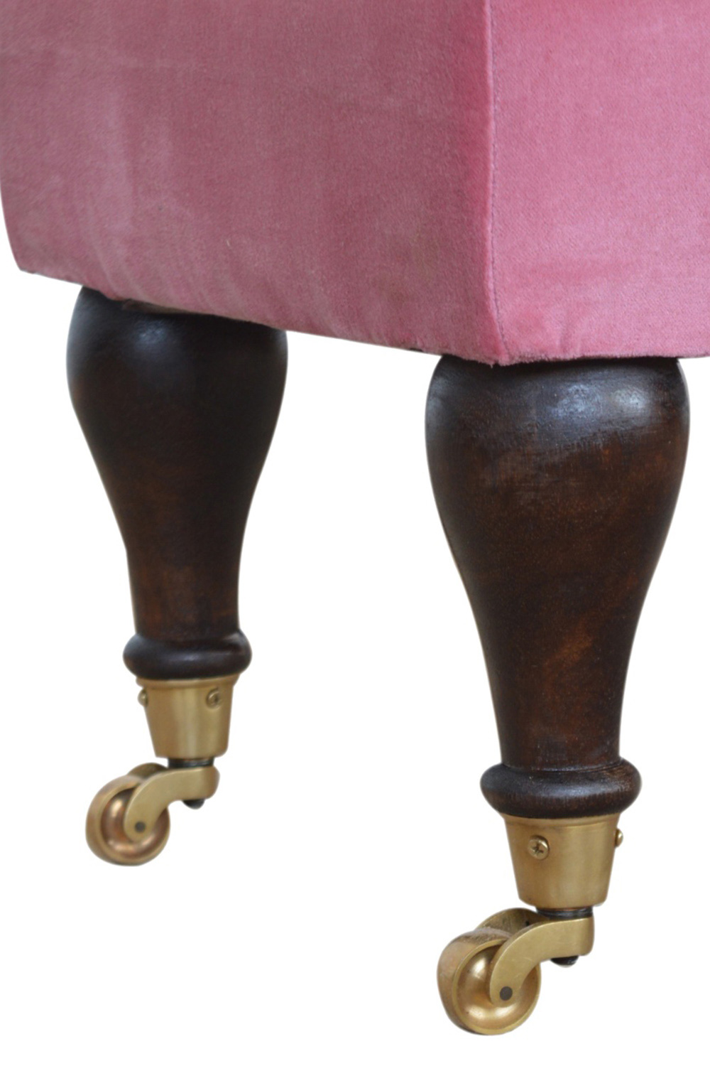 Artisan Bench with Castor Legs - Pink, Velvet