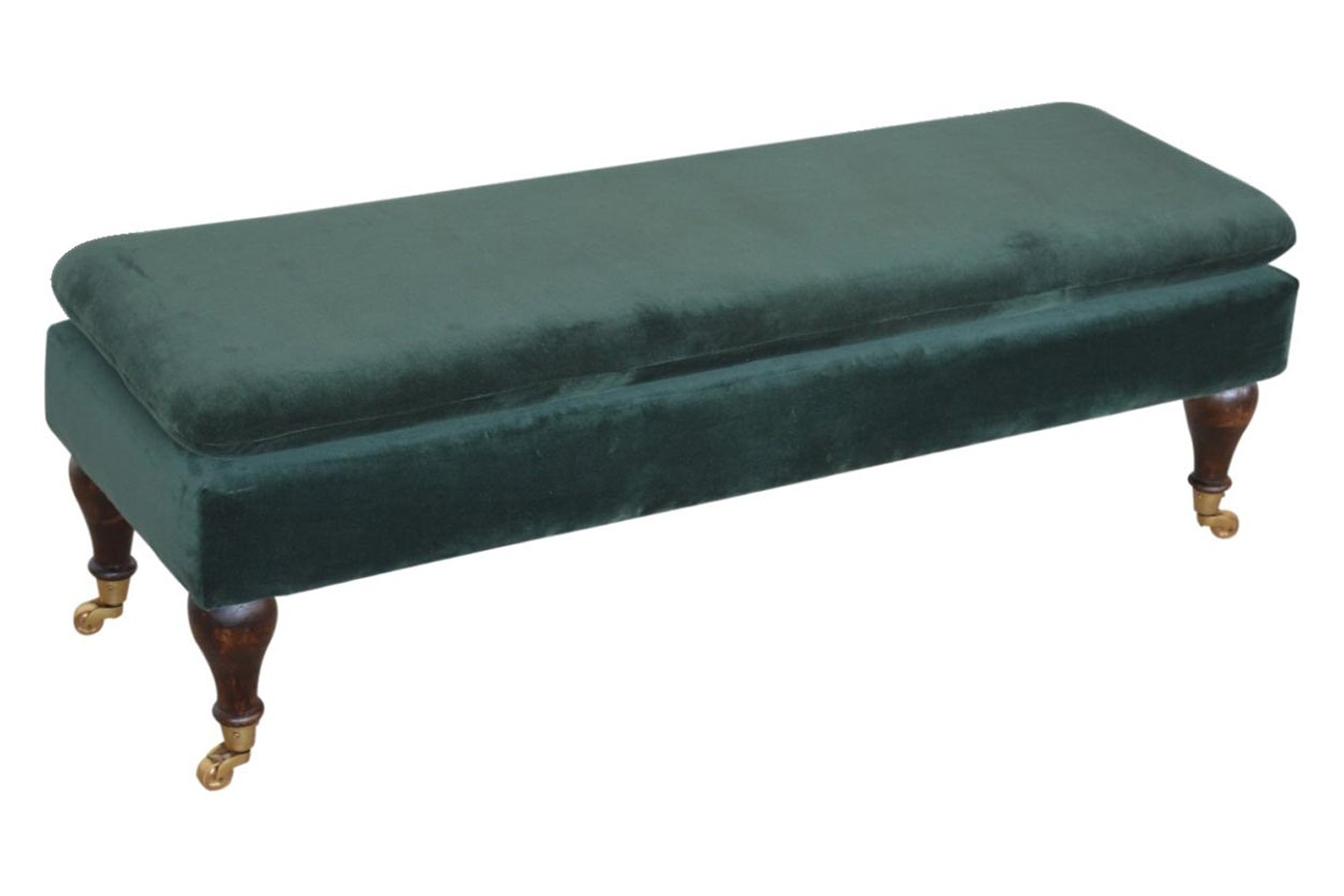 Artisan Bench with Castor Legs - Green, Velvet