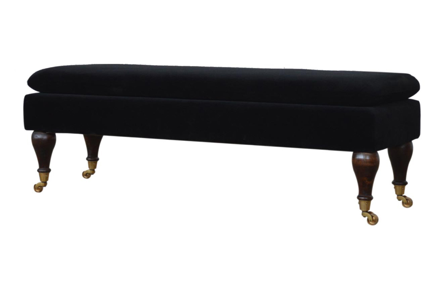 Artisan Bench with Castor Legs - Black, Velvet