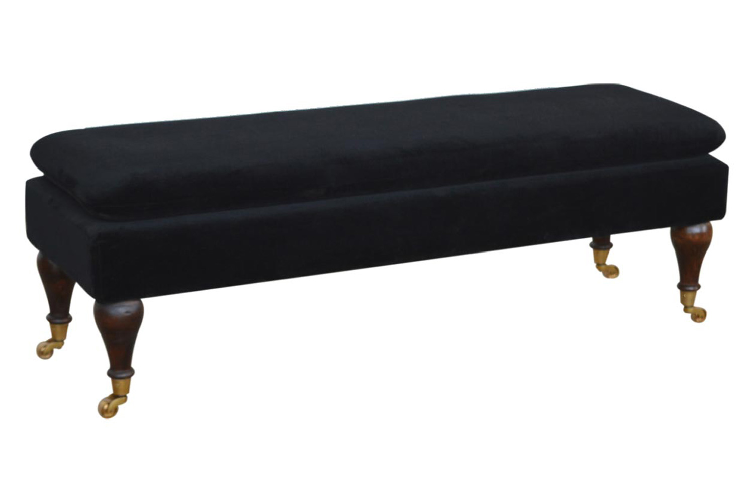 Artisan Bench with Castor Legs - Black, Velvet