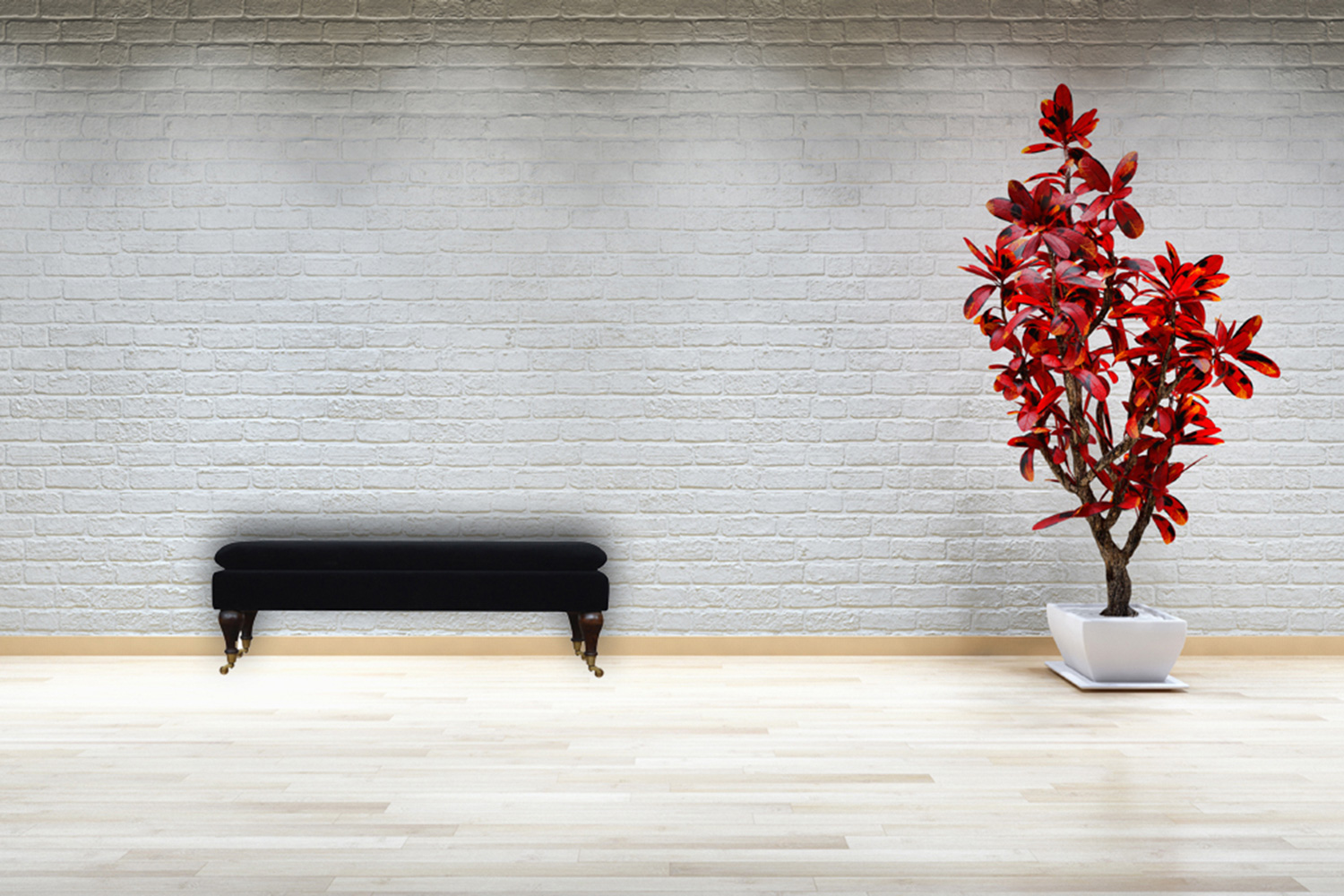 Artisan Bench with Castor Legs - Black, Velvet