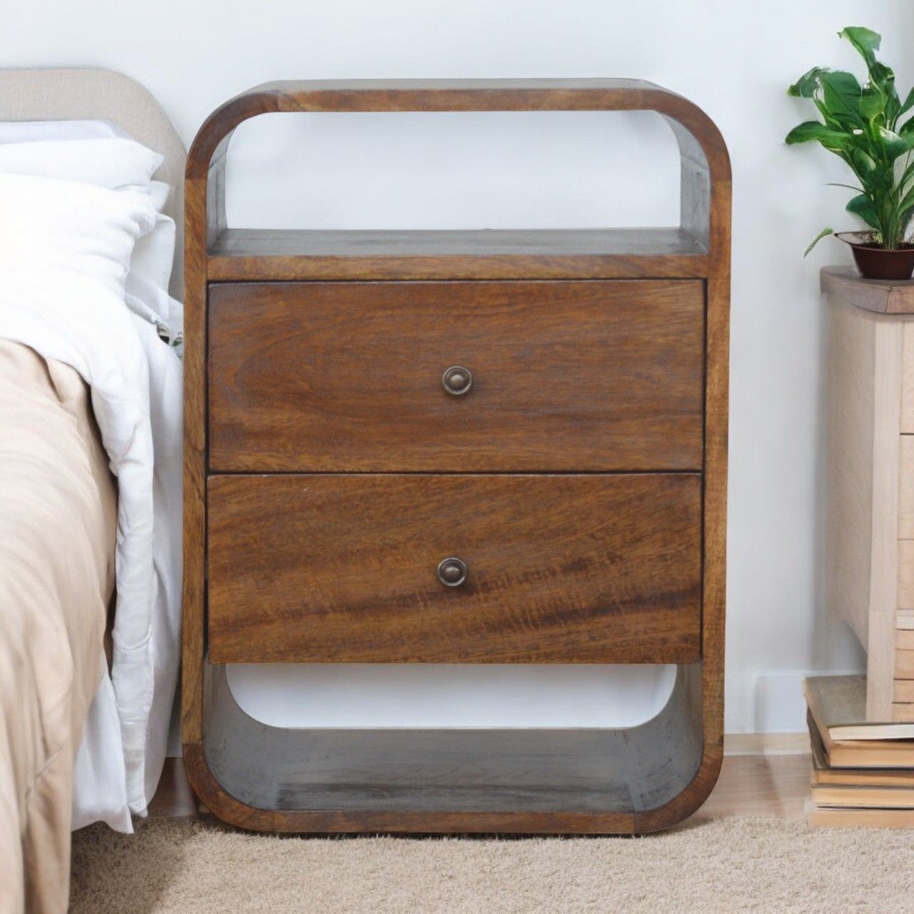 Artisan - Chestnut Curve 2 Drawer Nightstand
