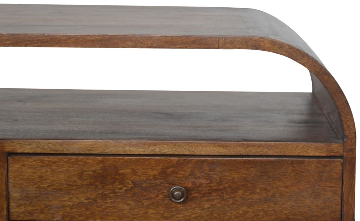 Artisan - Chestnut Curved Edge Media Unit With 2 Drawers