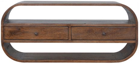 Artisan - Chestnut Curved Edge Media Unit With 2 Drawers