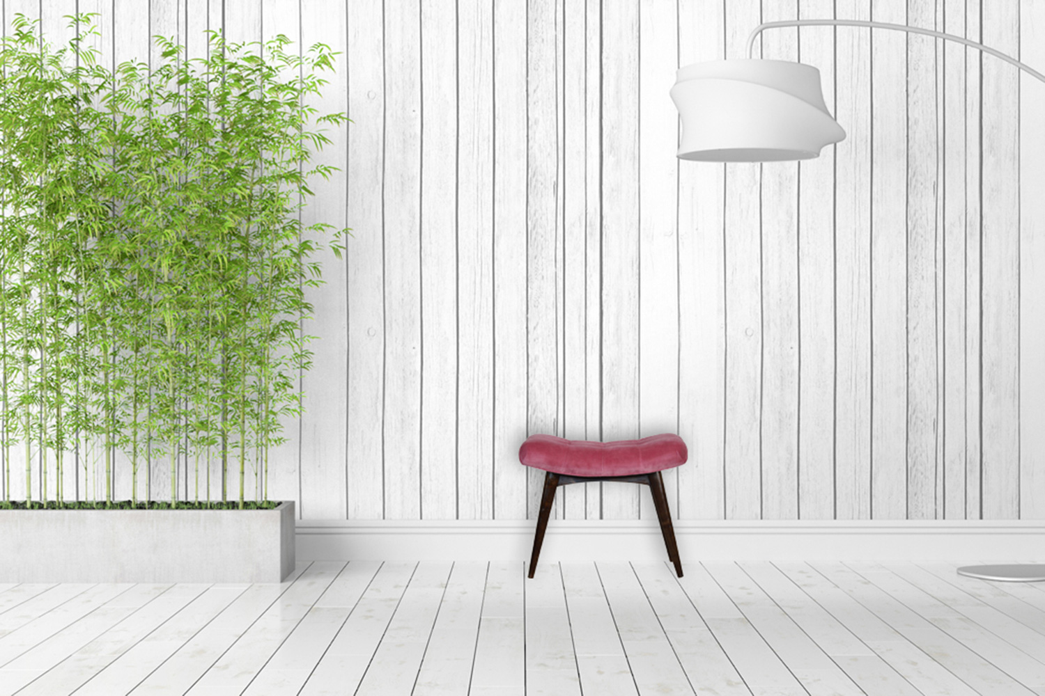 Artisan Curved Bench - Pink Cotton, Velvet
