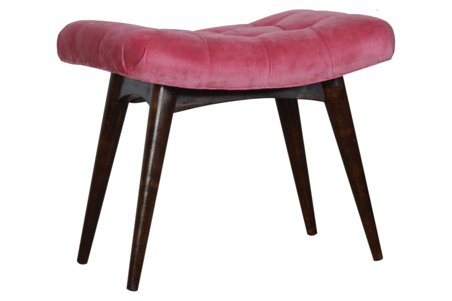 Artisan Curved Bench - Pink Cotton, Velvet